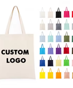 Custom Printed Letter Pattern Bulk Reusable Organic Cotton Canvas Tote Bag with Two Handles for Beach Use