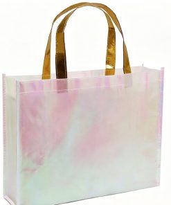 Laser Gold Laminated Custom Brand Printing Non Woven Shopping Bag Logo Supermarket Premium Design
