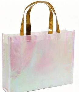 Laser Gold Laminated Custom Brand Printing Non Woven Shopping Bag Logo Supermarket Premium Design
