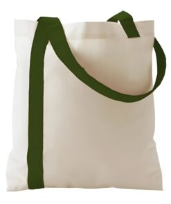 Custom Color Stripe Cotton Promotional Tote Bag - 15"w x 15.5"h