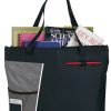Borsa capiente con doppia maniglia lunga, tasca in rete e cerniera, in tela di poliestere 600d, modello Deluxe per fiere commerciali