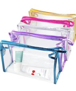 New Holiday Beach Pool Recyclable Zippered Pvc Clear Plastic Colored Silver Makeup Bag With Custom Logo