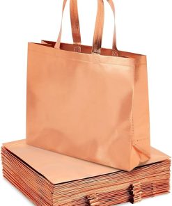 Medium Glossy Rose Gold Tote Bags 13.8 x 11.8 x 4.7 in