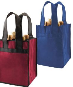 Wholesale Reusable Promotional Custom 4-Bottle Wine Totes Customized Design Non Woven Wine Bag