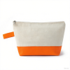 OEM Custom Logo Handled Soft Handle Cotton Canvas Cosmetic Bag Metal Zipper for SPA Member Gift Travel Dustproof Makeup Pouch