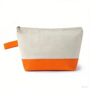 OEM Custom Logo Handled Soft Handle Cotton Canvas Cosmetic Bag Metal Zipper for SPA Member Gift Travel Dustproof Makeup Pouch