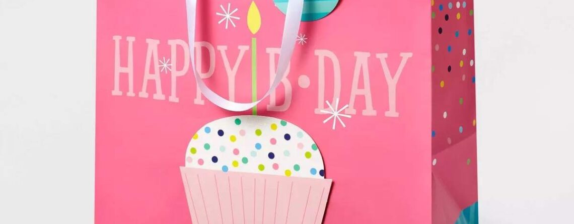 Large Happy Birthday Cup Cake Bag & Paper Gift Bag-worldwide bags