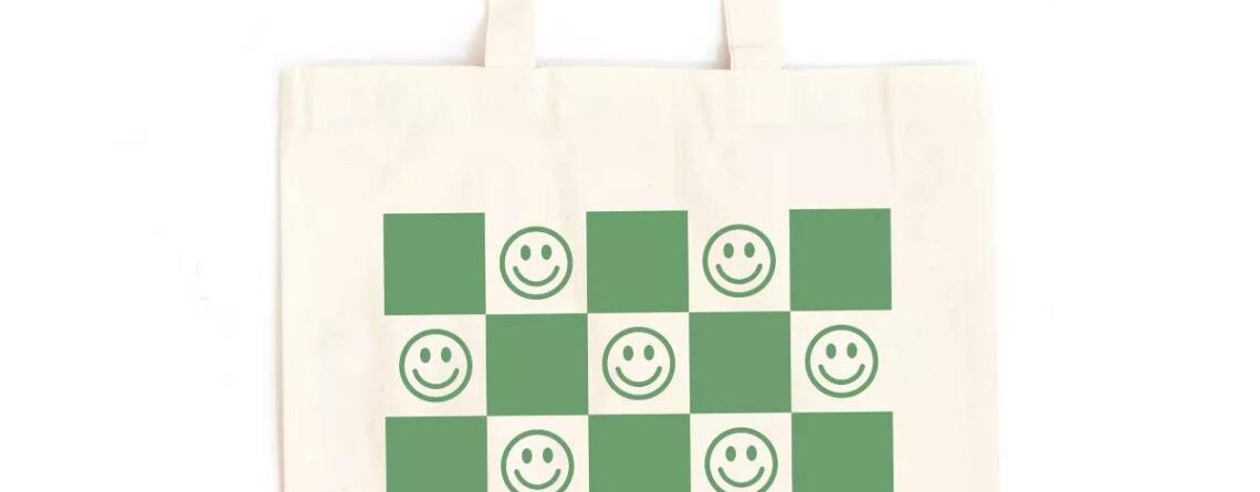 Checkerboard Smiley Canvas Tote Bag & Canvas Tote-worldwide bags