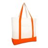 Premium Picnic Camping Large Heavy Duty Canvas Carrying Orange Foldable Shopping Tote Bag Cotton With Zipper