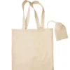 Foldable Cotton Tote Bags w/ Drawstring Pouch