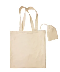 Foldable Cotton Tote Bags w/ Drawstring Pouch