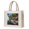 Eco-Friendly Vacation 12oz Laminated Canvas Carrying Tote Bag Reusable Waterproof Shoulder Coated Cotton Shopping Bag for Women