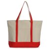 Hot Shopping Beach Clothing Picnic Supplies Multi-Pocket Red Heavy Duty 12oz Cotton Canvas Tote Bag With Logo
