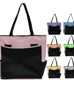 Factory Price Custom Fashion Personalized Travel Business Polyester Shopping Tote Bag with Exterior Carry Mesh Pocket and Zipper