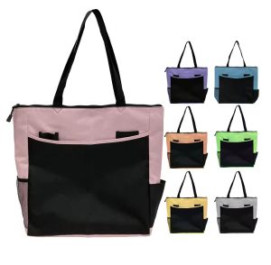 Factory Price Custom Fashion Personalized Travel Business Polyester Shopping Tote Bag with Exterior Carry Mesh Pocket and Zipper