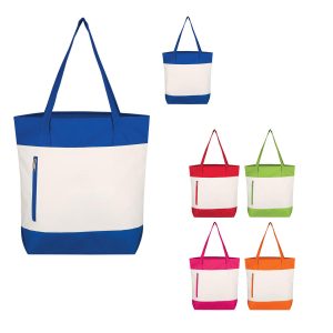 Hot Sale Custom Ladies Polyester Tote Bags Front Pocket Zipper Closure for Women's Shopping-Exclusive Design
