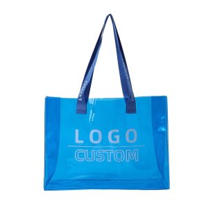 Good Quality Personalized Custom Logo Large Capacity Tote Bag Waterproof PVC Colorful Plastic Beach Bag
