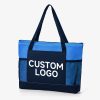 Custom Cheap 300D 600D 900D Polyester Zippered Teacher Nurse Travel Exhibition Promotion Shopping Tote Bag With Mesh Pockets