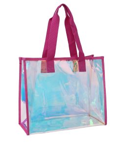 Fashion Wholesales Holographic PVC Reusable Shopping Bag Laser Plastic Hand Bag with Custom Logo