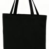 Eco Friendly 100% Cotton Black Canvas Bags Tote Custom Logo Embroidery with Inner Pocket for Women Daily Use Shopping