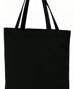 Eco Friendly 100% Cotton Black Canvas Bags Tote Custom Logo Embroidery with Inner Pocket for Women Daily Use Shopping