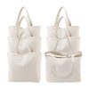 Reusable Washable Grocery Handle Cotton Bag Canvas Plain Tote Shopping Bag With Zipper for Women
