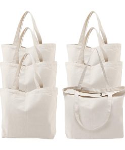 Reusable Washable Grocery Handle Cotton Bag Canvas Plain Tote Shopping Bag With Zipper for Women