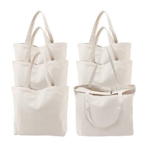 Reusable Washable Grocery Handle Cotton Bag Canvas Plain Tote Shopping Bag With Zipper for Women