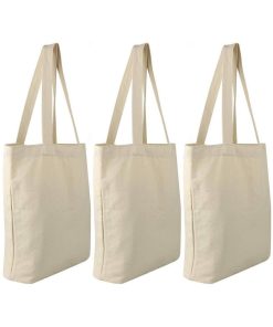 Custom Handmade Diy Painting Shopping Reusable Blank Cotton Heavy Duty Beige Printable Canvas Tote Bags