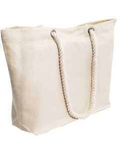 Hot Sales Wedding Party Shopping Beach Trip Bag Zipper Button Rope Handle Reusable Large Organic Canvas Cotton Tote Bag