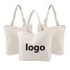 Custom Diy Craft Grocery Shopping Library Single Shoulder Hand Blank Zipper Reusable Heavy Duty Canvas Bag