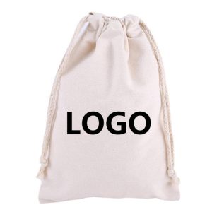 Custom Logo Reusable Portable Muslin Drawstring Dust Bag for Storage Biodegradable Eco-Friendly Cotton Gift Canvas Pouch