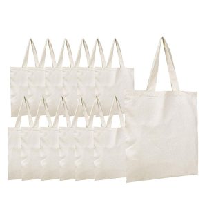 Cheap Shopping Grocery School Working Recycled Heat Transfer Printing Beige Tote Customised Cotton Bag