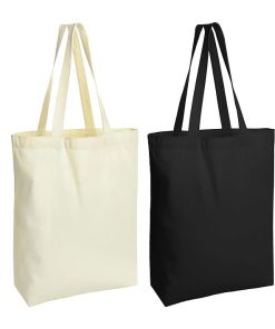 Custom Diy Grocery Shopping Gift Multi-Purpose Reusable Black White Blank Plain Tote Bag With Zipper Cotton Canvas