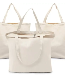 Custom Leisure Shopping Grocery Girls Ladies Women's Canvas Cotton Bag With Zipper for Girls Ladies Shopper