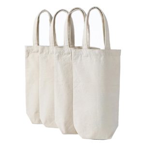 Portable Durable Multi-Purpose Washable Bottle Bag Reusable Cotton Canvas Carrier Wine Tote Bags