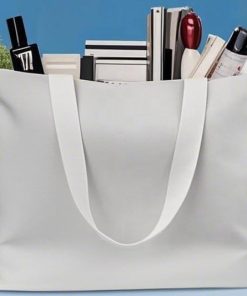 12 oz Heavy-Duty Large Reusable Polyester Canvas Grocery Bag Zipper Long Handles Sublimation Tote Bags with Blanks Letter Style