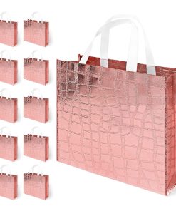 Custom Popular Rose pink Lamination Metallic Wedding Bridesmaid Bag Reusable Shopping Tote Bag pp Non Woven Laser Bag