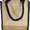 Reusable Jute Canvas Tote Bags w/Full Gusset Laminated Interior Hessian Burlap Bags for Work & School & Shopping & Daily Use