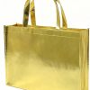 High Quality Shopping Custom Gold Non Woven Bag With Reinforced Handle With Your Own Logo Heavy Capacity Daily