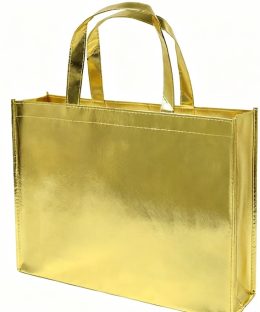 High Quality Shopping Custom Gold Non Woven Bag With Reinforced Handle With Your Own Logo Heavy Capacity Daily