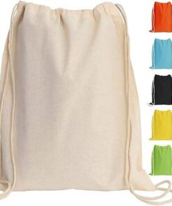 Bolsa de lona promocional de algodón, duradera y reutilizable, con cordón de ajuste; mochila deportiva y bolsa de gimnasio para hombres y mujeres