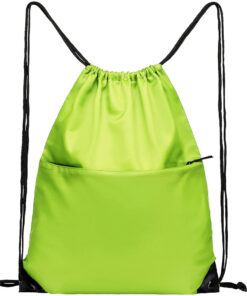 Wholesale Large Capacity Drawstring Backpack Waterproof Grocery Storage Bag Green Nylon Drawstring Bag