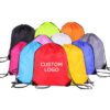 Custom Recycled Waterproof Polyester Travel Cloth Shoe Storage Sack Draw String Backpack Sport Gym Drawstring Bag With logo