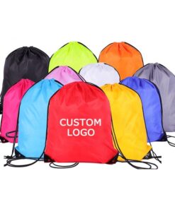 Custom Recycled Waterproof Polyester Travel Cloth Shoe Storage Sack Draw String Backpack Sport Gym Drawstring Bag With logo