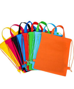 Customizable Reusable Tote Bag with Drawstring Closure and Rope Handle Waterproof Non-Woven Backpack for Outdoor Use