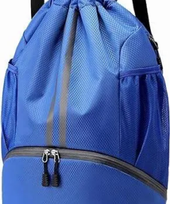 Drawstring Backpack with Zipper Premium Sports Swim Gym Bag