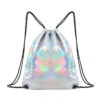 Drawstring Backpack Glitter Holographic Laser Sports Gym Bag Iridescent Silver Non-woven Holographic Drawstring Bag