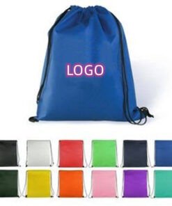 Custom LOGO 14.5"x17.5" Non-woven Fabric Material Bag Drawstring Backpack for Student Training Activities and Storage Pouch