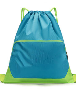 High Quality Custom Logo Gym Bag Large Capacity Waterproof Polyester Sports Drawstring Backpack for Promotional with Thick Strap